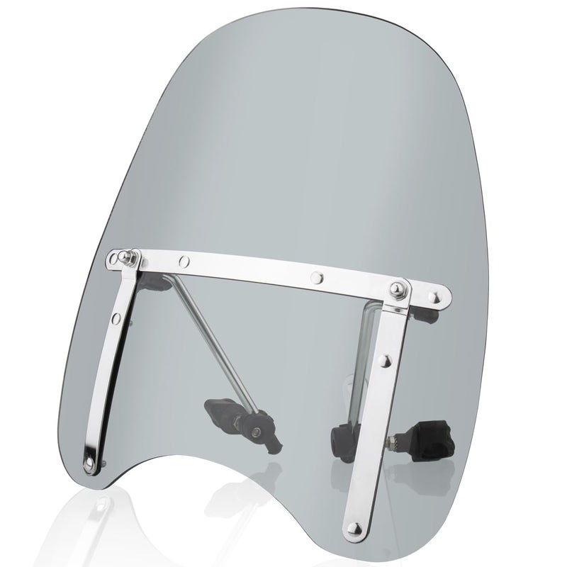 Universal 18x16 Motorcycle Windshield Windscreen Compatible with Harley Davidson Honda Kawasaki Suzuki Yamaha Cruiser Savage Intruder Volusia Boulevard Vulcan Vn Light Smoke